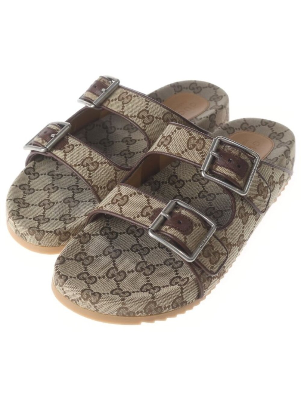 Gucci GG Logo Canvas Slide Sandals Beige - Picture 2 of 6